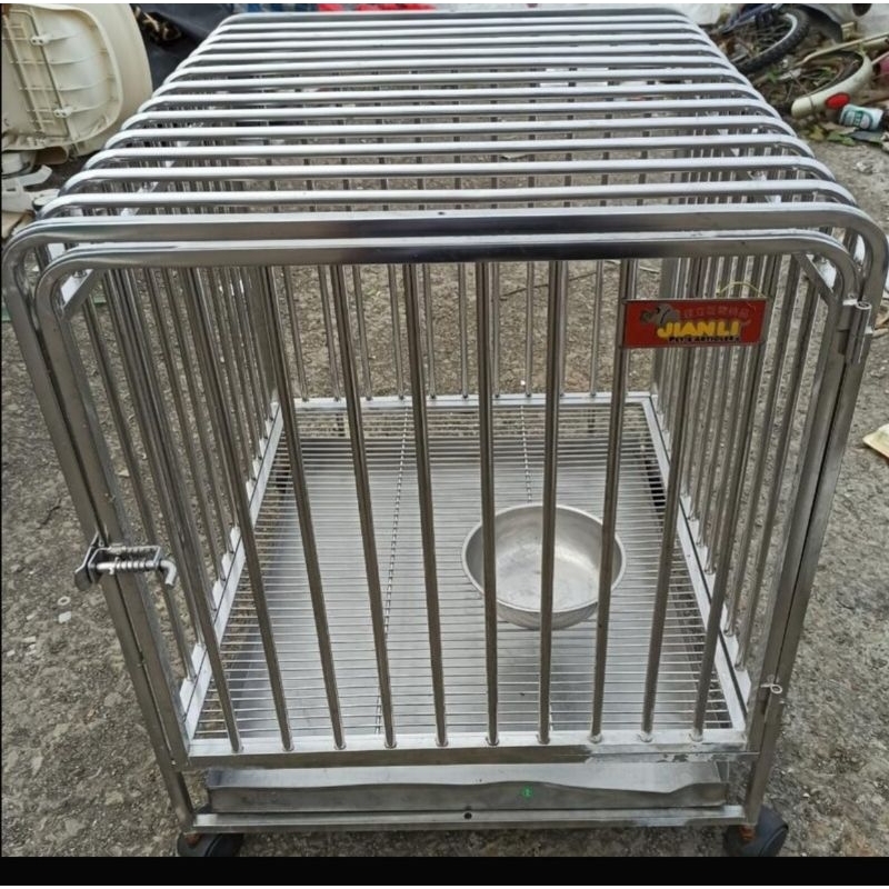 二手功能正常 建立寵物精品 白鐵寵物籠 狗籠(雙門可上開) 60×55×68