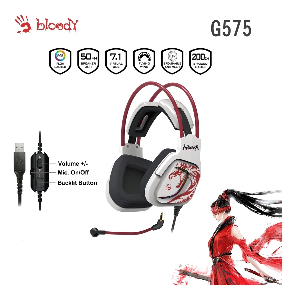 【A4 Bloody】 G575 電競耳麥 虛擬7.1 50mm單體 降噪麥克風 永劫無間 限量版