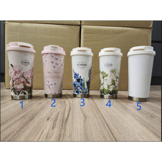 梵谷聯名雙飲口保溫杯 500ml不鏽鋼冰霸杯 316保溫杯咖啡杯 隨行杯 花朵印花保溫杯