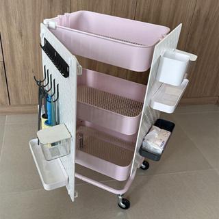 蝦皮居家收納 適用於宜家拉斯克小推車洞洞板合頁連線神器小推車升級旋轉置物架
