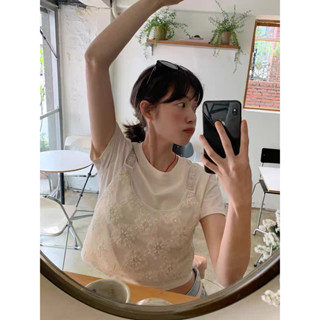 𝐎𝐏𝐈𝐍▪️預購▪️韓國代購-東大門 baby醬同款♥︎♥︎♥︎ 時尚重磅手工釘珠透視無袖細肩吊帶外搭疊穿造型背心上衣