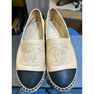 Chanel 小香Logo小羊皮草編鞋 漁夫鞋
