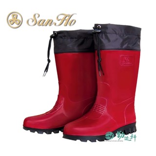 【Sanho 三和牌】女護口雨鞋 輕量半筒 防水鞋 耐寒 不易斷裂 登山鞋 工作鞋 紅色/臺灣製造 現貨