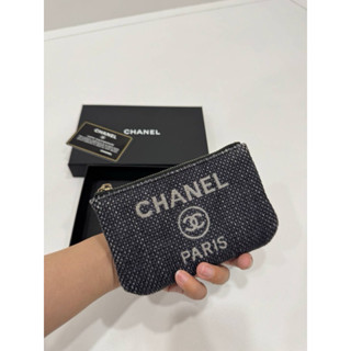 CHANEL 香奈兒 牛仔 丹寧 ㄧ字拉 卡夾 卡包 皮夾 皮夾 零錢包 錢包 信用卡卡夾