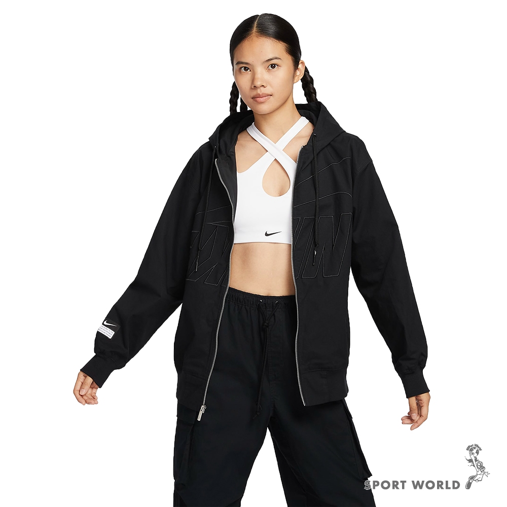 Nike 連帽外套 女裝 倒勾 落肩 黑【運動世界】FV7775-010