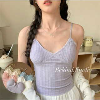 𝟮𝟬𝟮𝟱早春新款 現貨 蕾絲小花邊胸墊背心 細肩小可愛 舒適無鋼圈 不跑杯 蕾絲小背心 棉質背心 小可愛