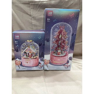 （全新品）《Z020系列》冬季聖誕系列/旋轉飄雪音樂盒/附燈光防塵罩/需搭配3號電池/交換禮物/益智拼裝積木相容樂高尺寸