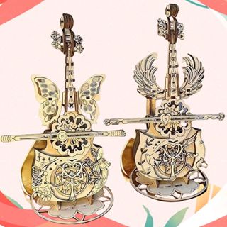 臺灣出貨🎻木製手作八音盒大提琴🎻機械傳動原理⚙️Diy手作精緻禮品🎁diy手工音樂盒 木製DIY八音盒音樂盒3D立體拼圖