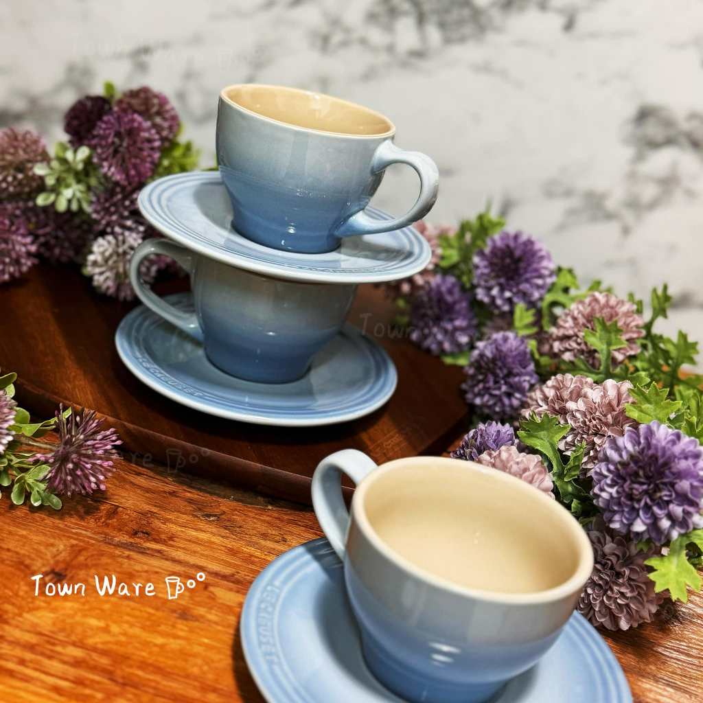 Le Creuset  馬克杯  咖啡杯 200ml 海岸藍 咖啡杯盤組 一杯一盤 限量 售完不補