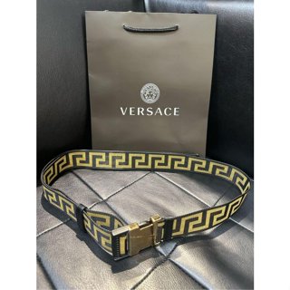 ☄️正品-現貨 Sammi小玲☄️VERSACE 凡賽斯 皮革飾邊/帆布 皮帶💰原價9000