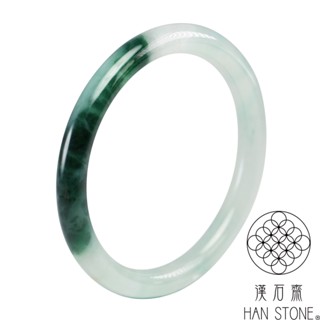 【漢石齋】天然翡翠A貨 圓條手鐲玉鐲 冰糯種飄花(手圍18.6/版寬7.7mm)