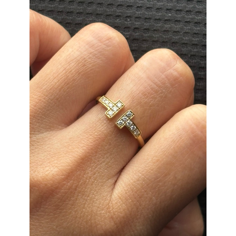 Tiffany & co 蒂芬妮 鑽石 T WIRE 戒指 18K黃金 / 情人節 聖誕節 生日禮物