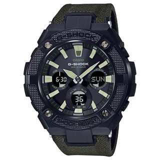 【柏儷鐘錶】CASIO G-SHOCK 太陽能 電波錶 複合式帆布錶帶 防水手錶 GSTS130BC-1A3