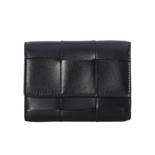 【BOTTEGA VENETA 寶緹嘉】BV Cassette 三折 經典編織 羊皮 短夾 皮夾 黑色 814686