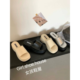 小個女孩❤️ 無印風格厚底涼拖鞋403臺灣出貨 鬆糕厚底 拖鞋 涼鞋 楔形涼拖鞋 軟皮寬版拖鞋