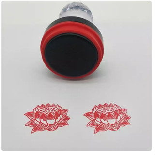 【微笑文創】 蓮花印章 4CM自動出油光敏印章 佛家道家必備用章 可以來圖訂製印章 一個印章送小墨水