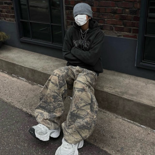 ｛yuseong}🇰🇷 正韓 男女合用 廢土風 枯木 樹枝 闊腿長褲