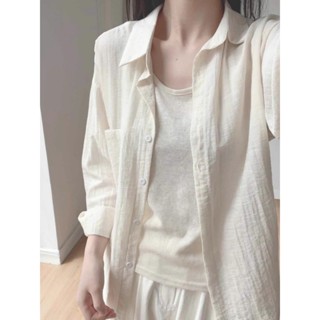 REOY 襯衫女 夏季 寬鬆 長袖上衣 亞麻 休閒 寬鬆 開衫上衣 襯衣開衫