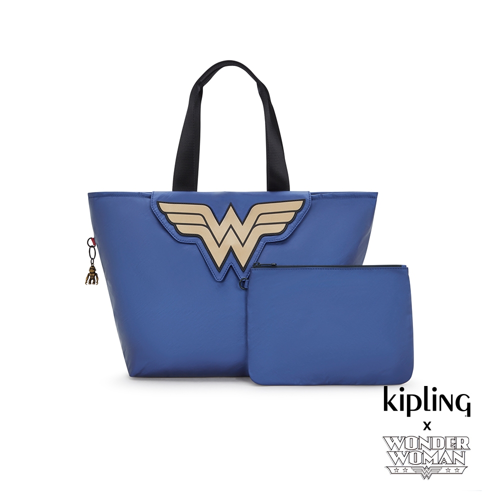 KIPLING X WONDER WOMAN (網路獨家款) 質感亮藍手提肩背托特包-RAAJA
