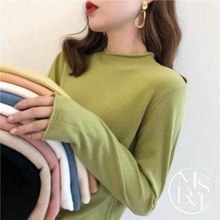 【MDMS】包芯紗上衣 長袖針織衫 冬季上衣 外穿毛衣 薄款毛衣 圓領針織衫 內搭外穿衣 寬鬆洋氣上衣 W042