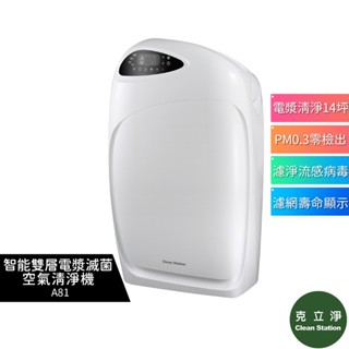 【CleanStation 克立淨】 智慧雙層電漿滅菌空氣清淨機 A81 蝦幣5%回饋
