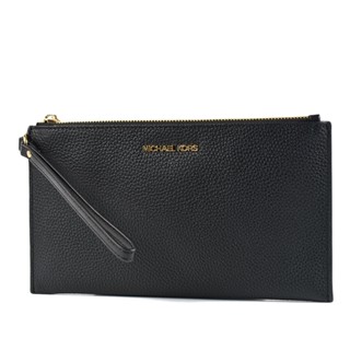 MICHAEL KORS 荔枝紋手掛拉鍊大手拿包-黑色 【美國正品現貨】