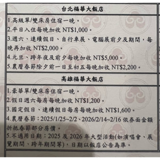福華聯合住宿券 全臺可用