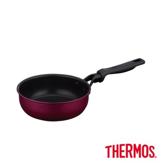 【THERMOS膳魔師】厚鑄耐摩不沾鍋 單柄深煎鍋20cm(KFM-020D-R)