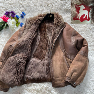 LambSkin 小羊皮毛一體拉鍊翻領夾克 皮衣外套