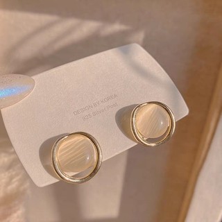 【Rona S.T現貨】圓形貓眼石耳環高級輕奢耳環耳釘