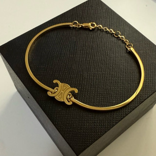 CELINE 金色黃銅TRIOMPHE鉸接式手環