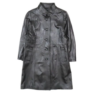 女款BALMAIN PARIS 小羊皮排扣翻領大衣 長板外套夾克 皮衣