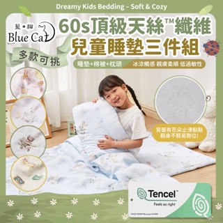 【藍貓BlueCat】60支天絲纖維兒童三件組 睡墊三件組 天絲纖維 三件組 萊賽爾纖維 睡墊 棉被 枕頭