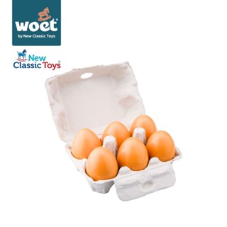 荷蘭New Classic Toys 盒裝雞蛋6顆 - 10596 家家酒玩具 切切樂 木製玩具 雞蛋玩具 模擬雞蛋