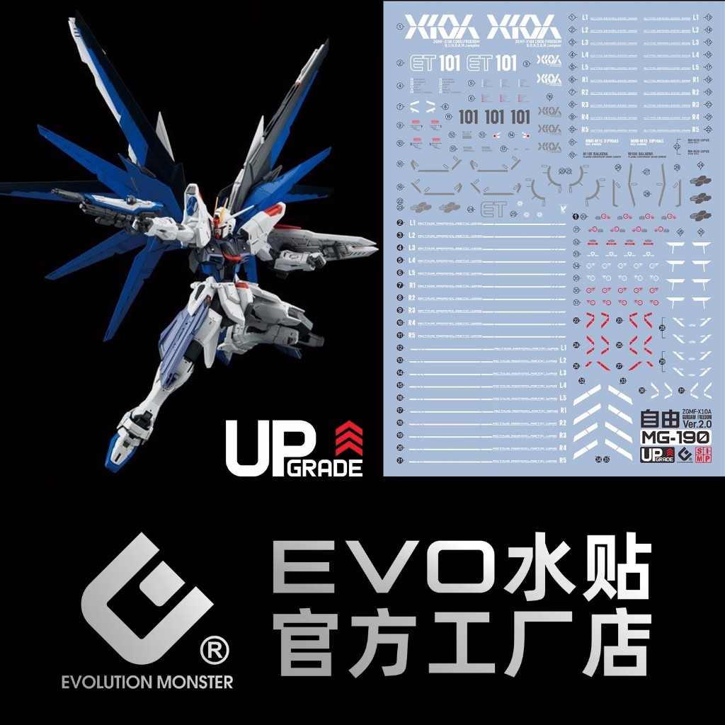 EVO MG自由2.0 ZGMF-X10A Freedom Gundam 基拉大和 水貼 MG-190