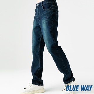 BLUE WAY - 男款 機能系雙彈中低腰丹寧中直筒褲(深藍)