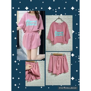 ♡summer room質感美衣♡甜妹風格字母短版上衣+排扣設計褲裙（套裝）
