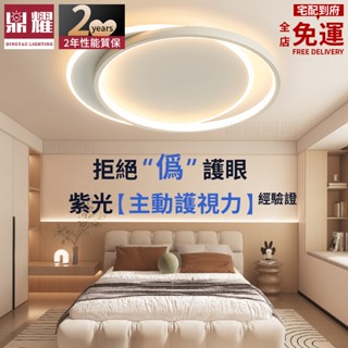 【鼎耀照明】吸頂燈 臥室燈吸頂燈 圓環吸頂燈 led燈 現代簡約客廳燈 藝術護眼 房間極簡主燈全光譜 無極調光 110V