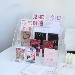 透明亞剋力卡片收納架明信片收納儲存盒名片展示架階梯式 樓梯架 層架 三層架 階梯架 圓形架 展示架