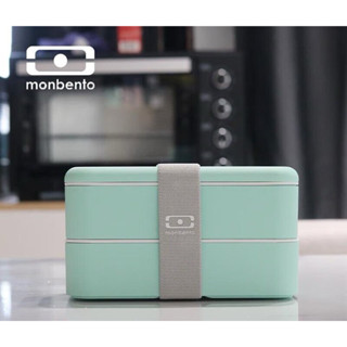 【全新 法國 MONBENTO 原創雙層便當盒-馬卡龍綠】