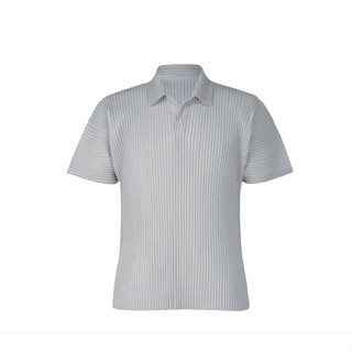 【ginger】HOMME PLISSÉ ISSEY MIYAKE 三宅一生(2號3號)基本款淺灰色短袖POLO衫 上衣