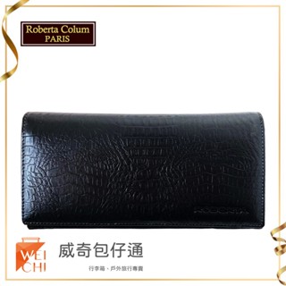 【Roberta Colum諾貝達】鱷魚紋 男士專櫃皮夾／皮夾／長夾 (黑色-23558)【威奇包仔通】