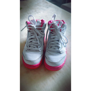 二手NIKE AIR JORDAN 5 RETRO SE GS 白粉 AJ5 大童鞋 女鞋17cm