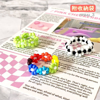 niniuu_3✨臺灣現貨(出貨) 『花朵串珠戒指』花朵戒指 y2k戒指 可愛戒指 米珠戒指 夏天戒指彩色戒指甜美戒指