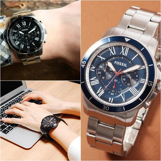 FOSSIL經典復古羅馬數字三眼計時男鋼錶-44MM 【Watch On-line Store 】
