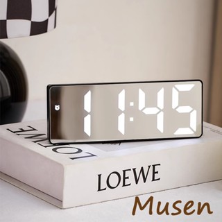 Musen【臺灣現貨】ins夜光燈多功能鬧鐘時鐘 簡約桌面擺件數字聲控木質學生鐘錶臥室小鬧鐘可USB充電 靜音夜光電子鐘