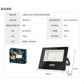 🚀🚀【太星電工】LED防水投射燈/全電壓 園藝造景 戶外投射燈 工作燈 探照燈 工地燈 露營燈 30W 50W 100W