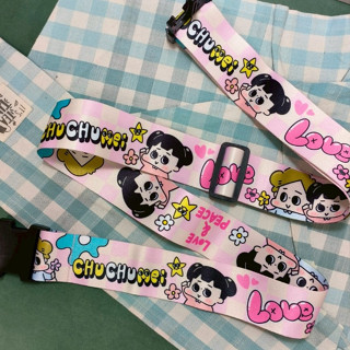 💗正版現貨💗啾啾妹 行李箱束帶 行李箱綁帶 旅行箱綑帶 行李束帶 旅遊 出國 胖鯊魚 行李帶 行李綁帶 插畫 LIIN