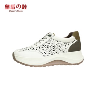 皇后的鞋-夏季縷空皮質休閒鞋-白 舒適夏天 透氣100分 5cmPU大底/輕量/增高 隱形增高~拉高比例