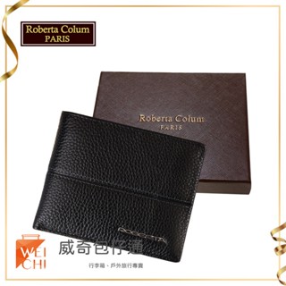 【Roberta Colum諾貝達】男用專櫃皮夾 進口軟牛皮短夾(25001-1黑色)【威奇包仔通】